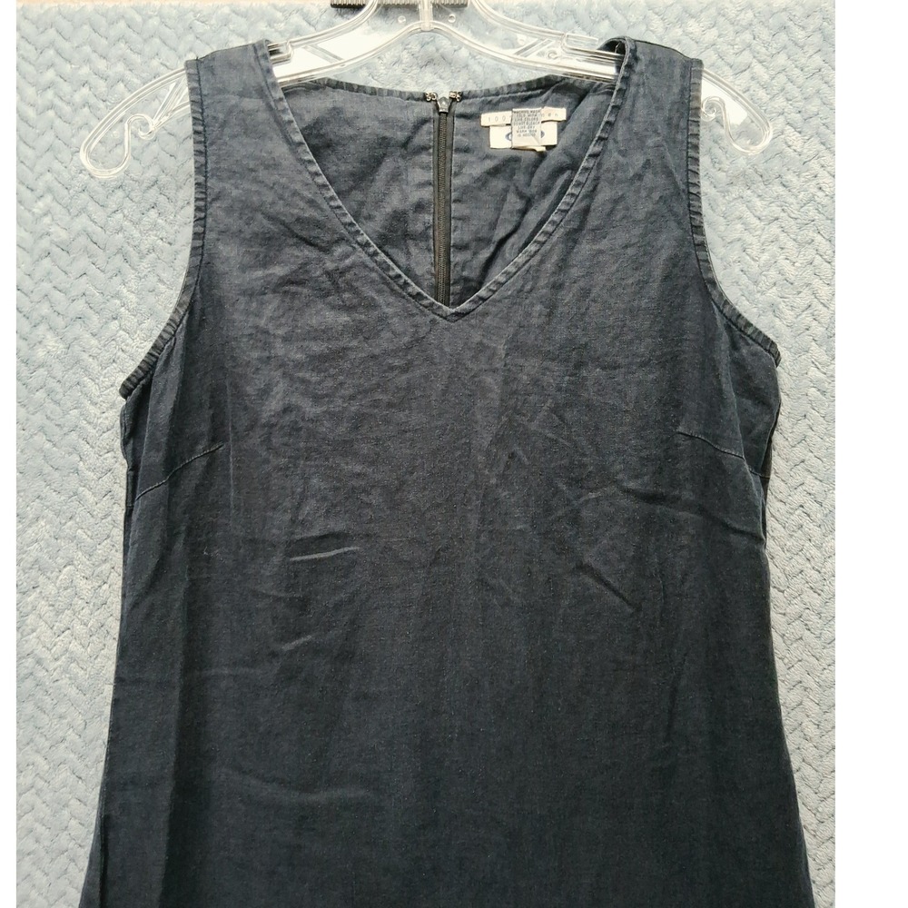 Old Navy 100% Linen Sleeveless V-Neck Maxi Dress Navy Blue Size 8 Sheath